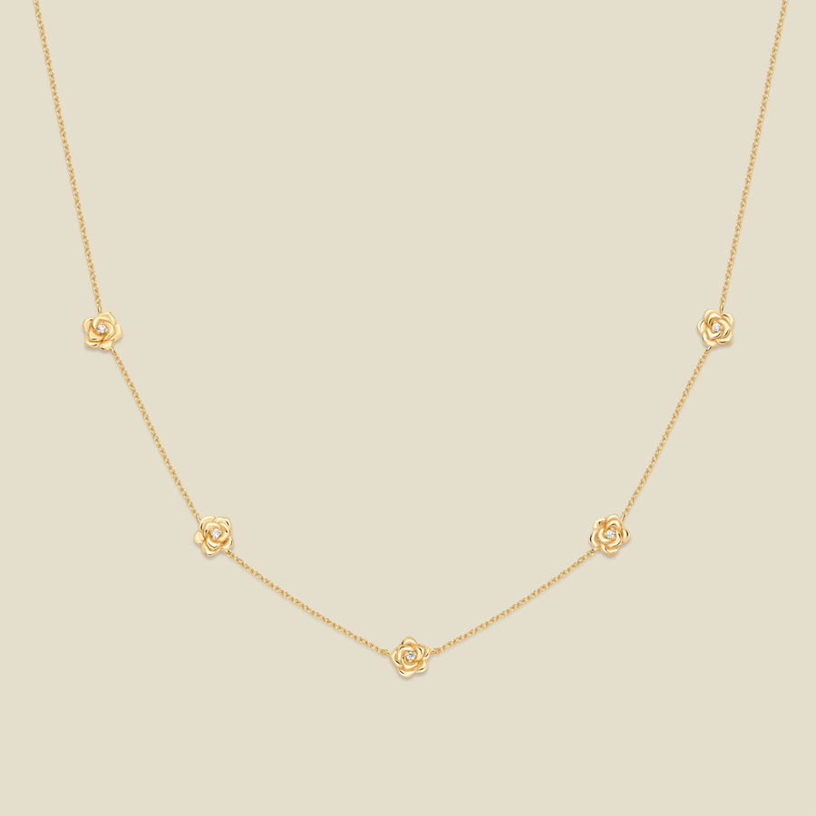 June CZ Birth Flower Station Necklace