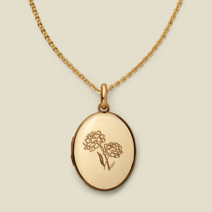Engravable Birth Flower Mini Locket Necklace