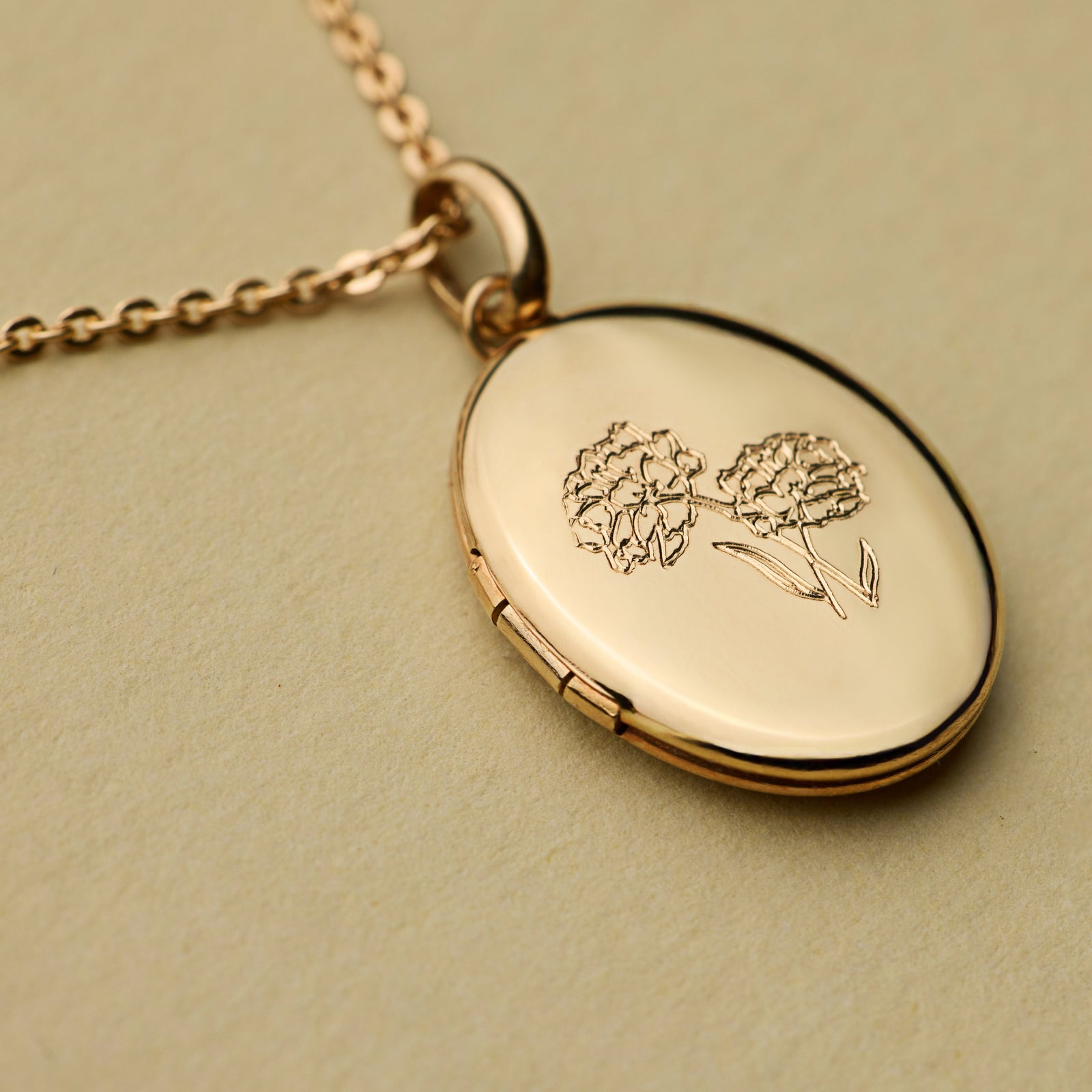 Engravable Birth Flower Mini Locket Necklace