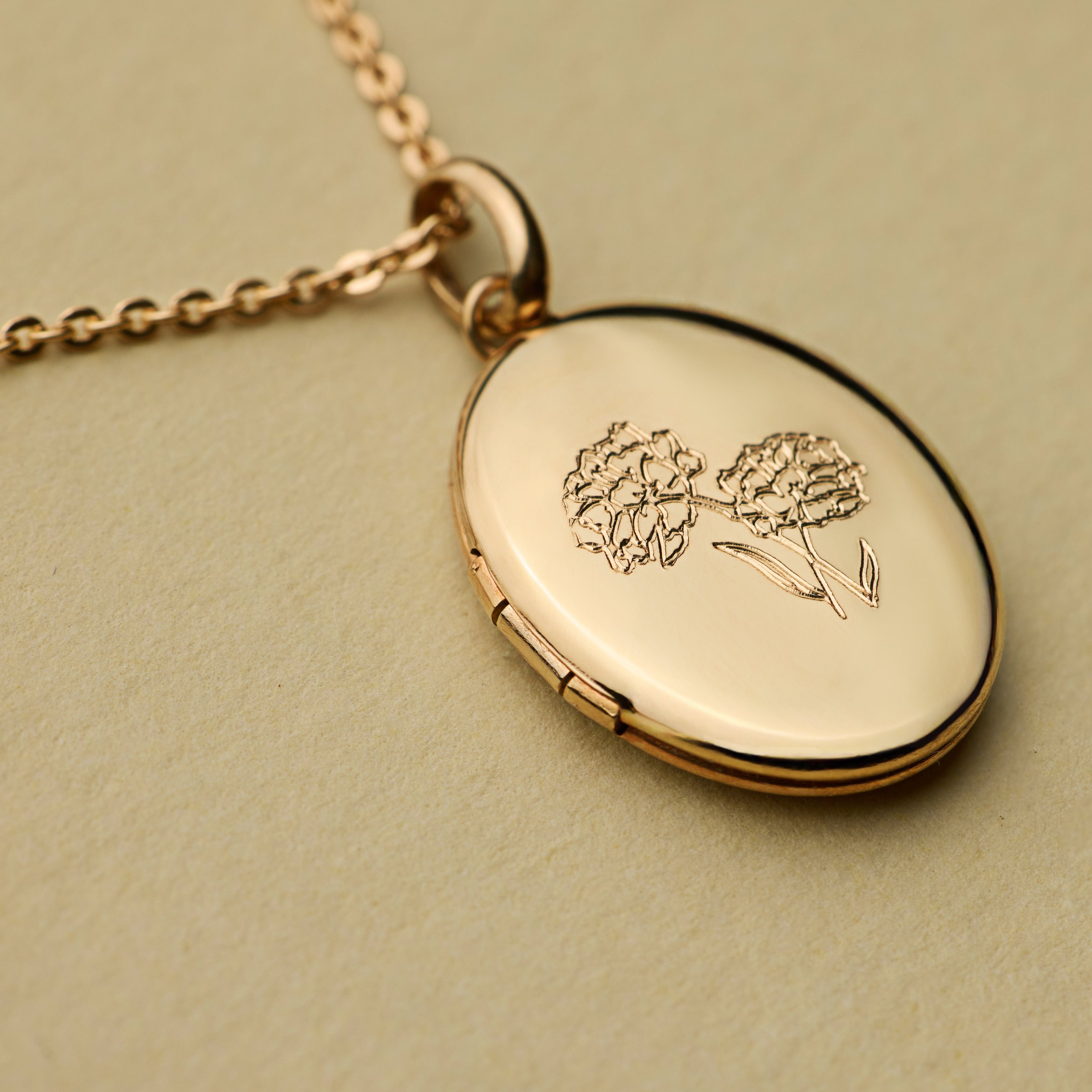 Engravable Birth Flower Mini Locket Necklace