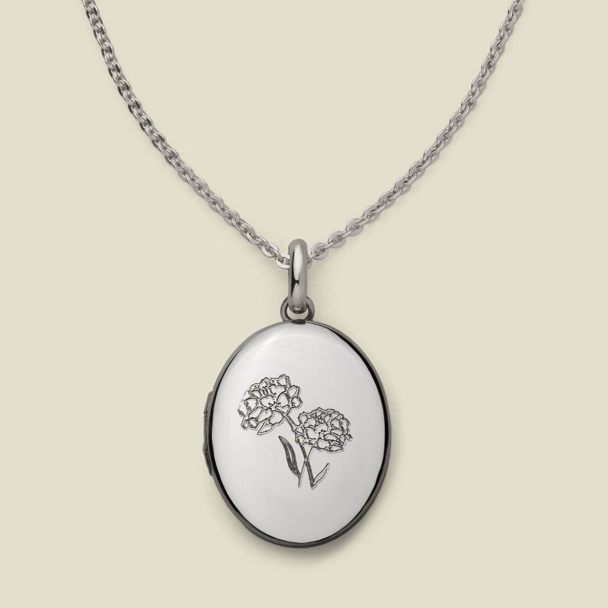 Engravable Birth Flower Mini Locket Necklace