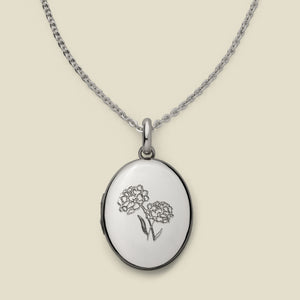 Engravable Birth Flower Mini Locket Necklace