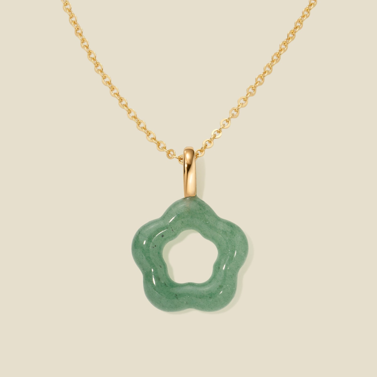 Green Aventurine Flower Charm Necklace