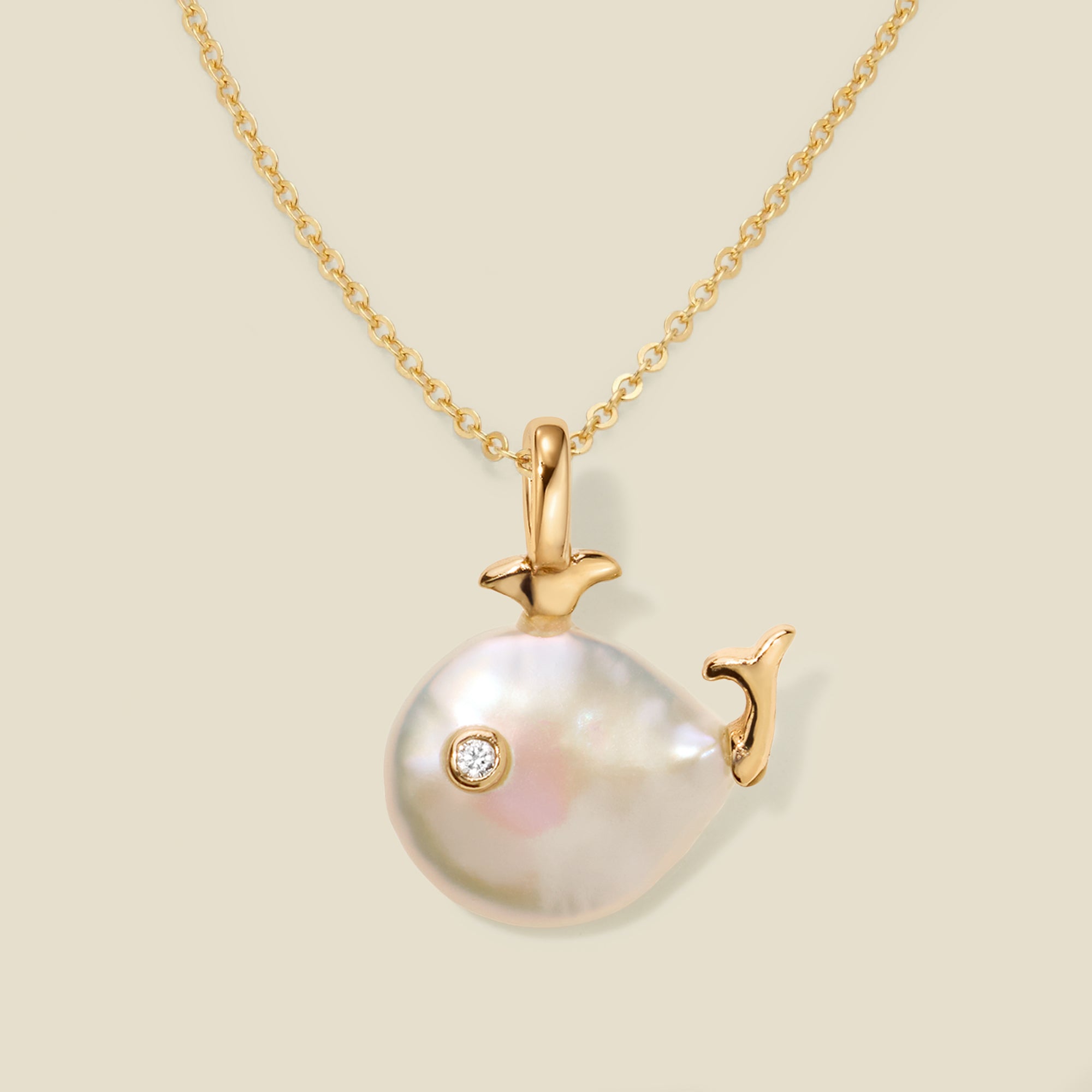 Pearl Whale Charm Necklace