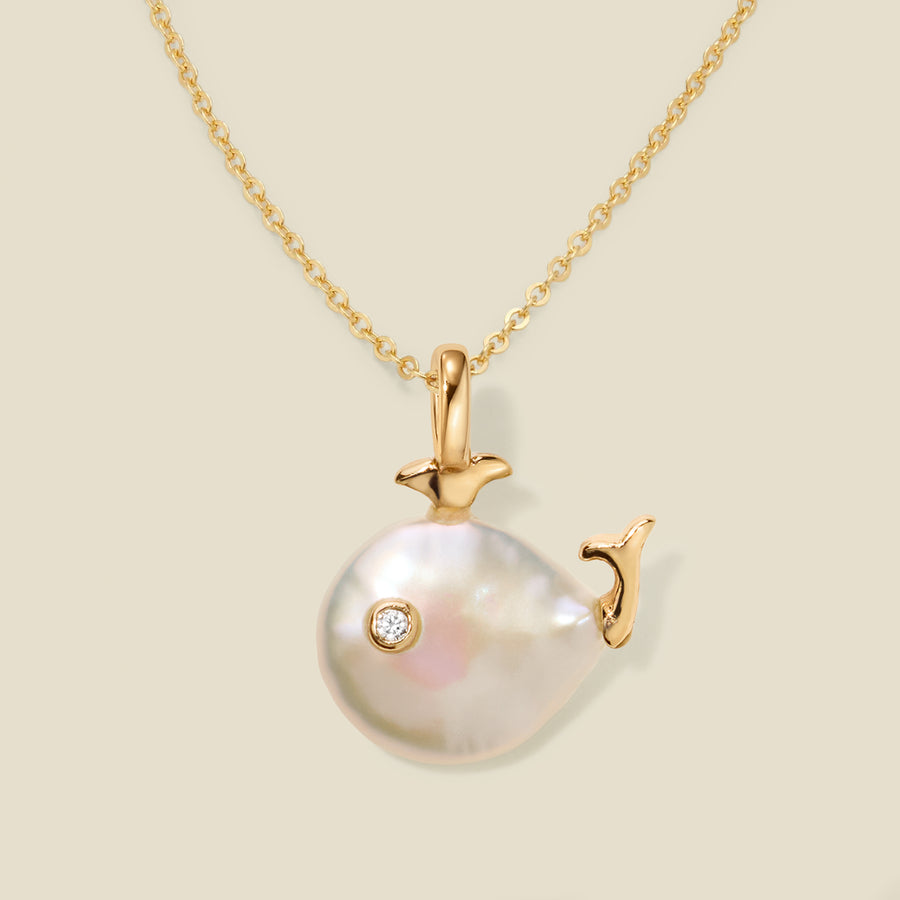 Pearl Whale Charm Necklace