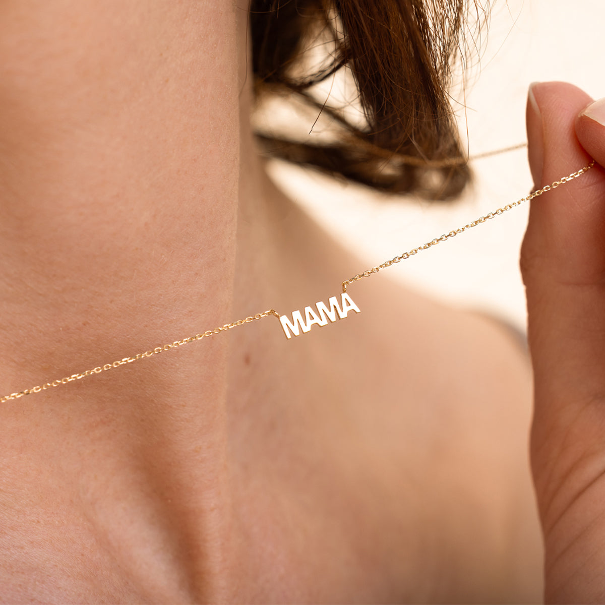 Solid Gold Mama Necklace