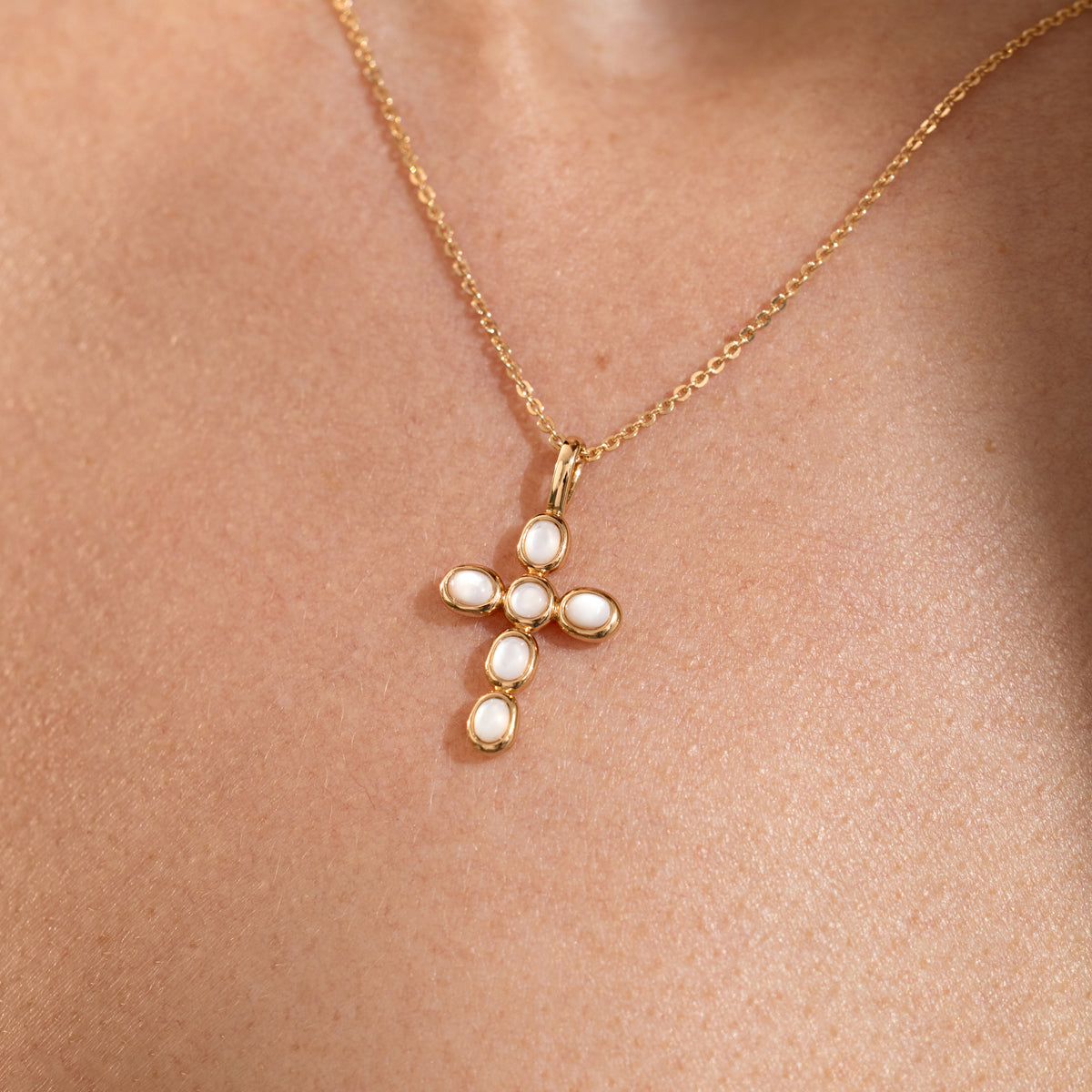 Mother of Pearl Cross Charm