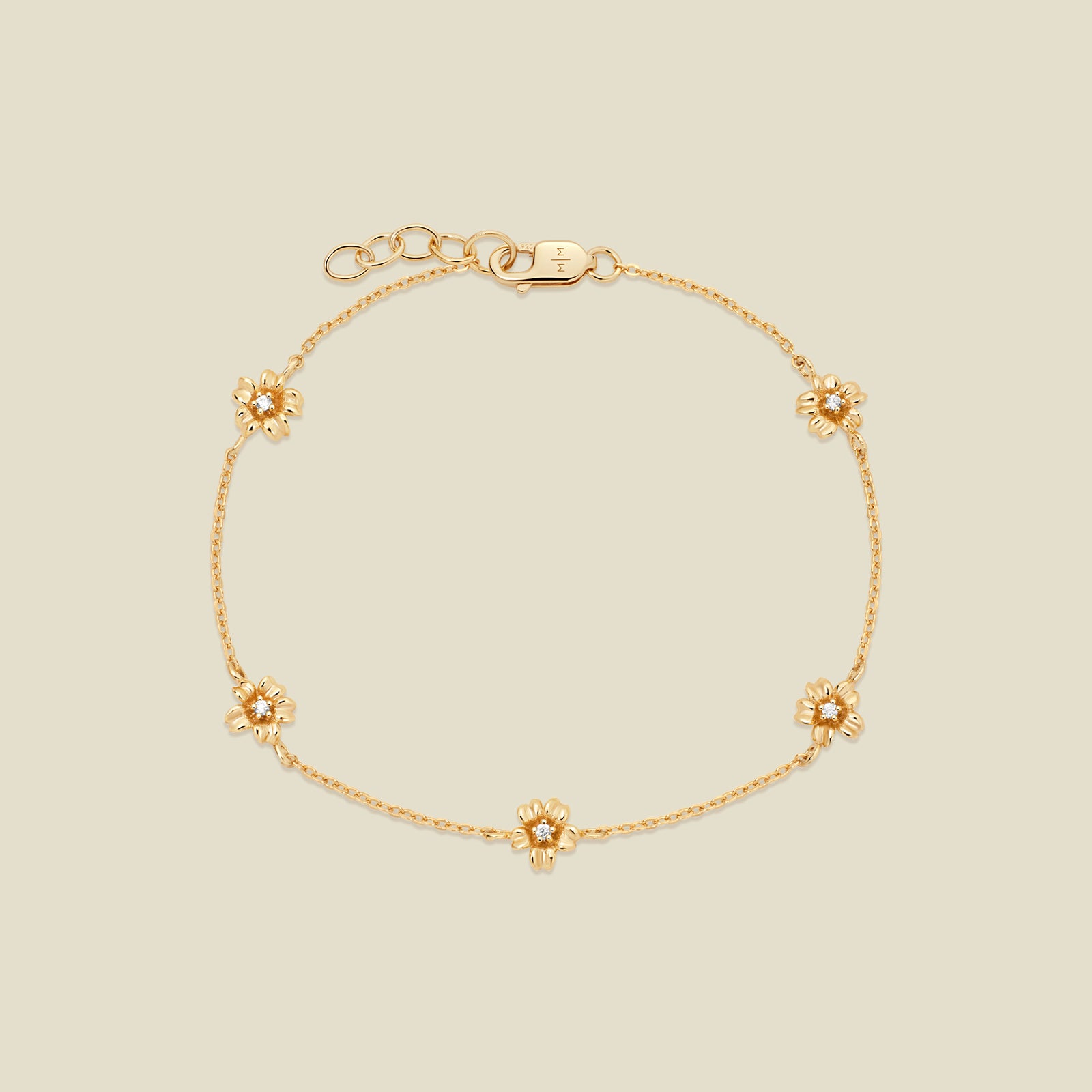 March CZ Birth Flower Station Bracelet