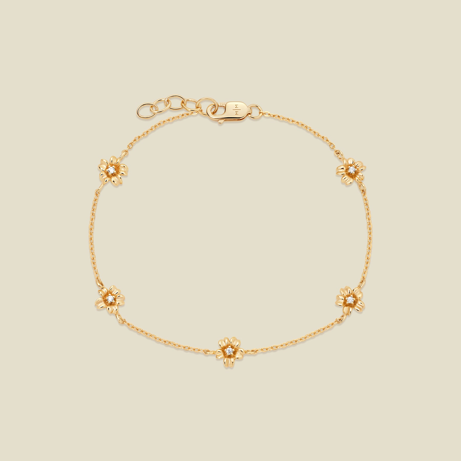 March CZ Birth Flower Station Bracelet