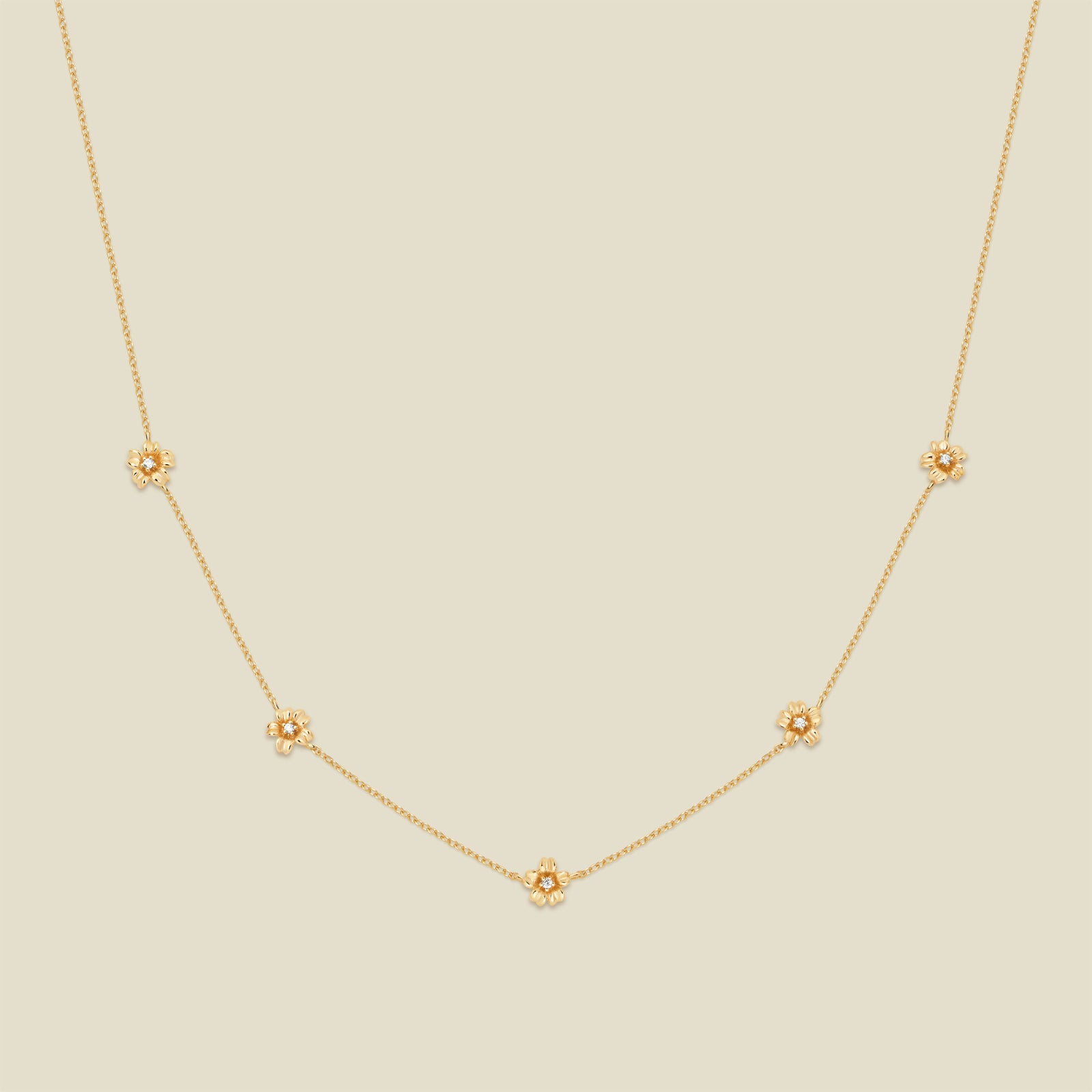 March CZ Birth Flower Station Necklace