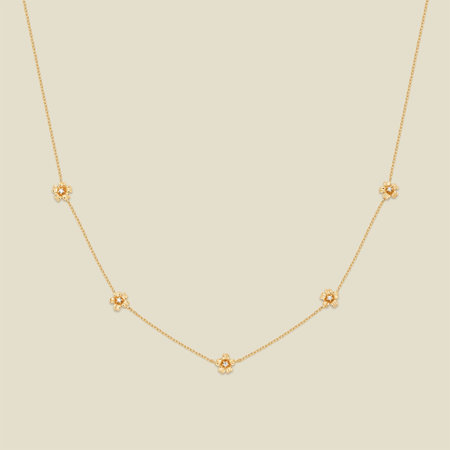 March CZ Birth Flower Station Necklace