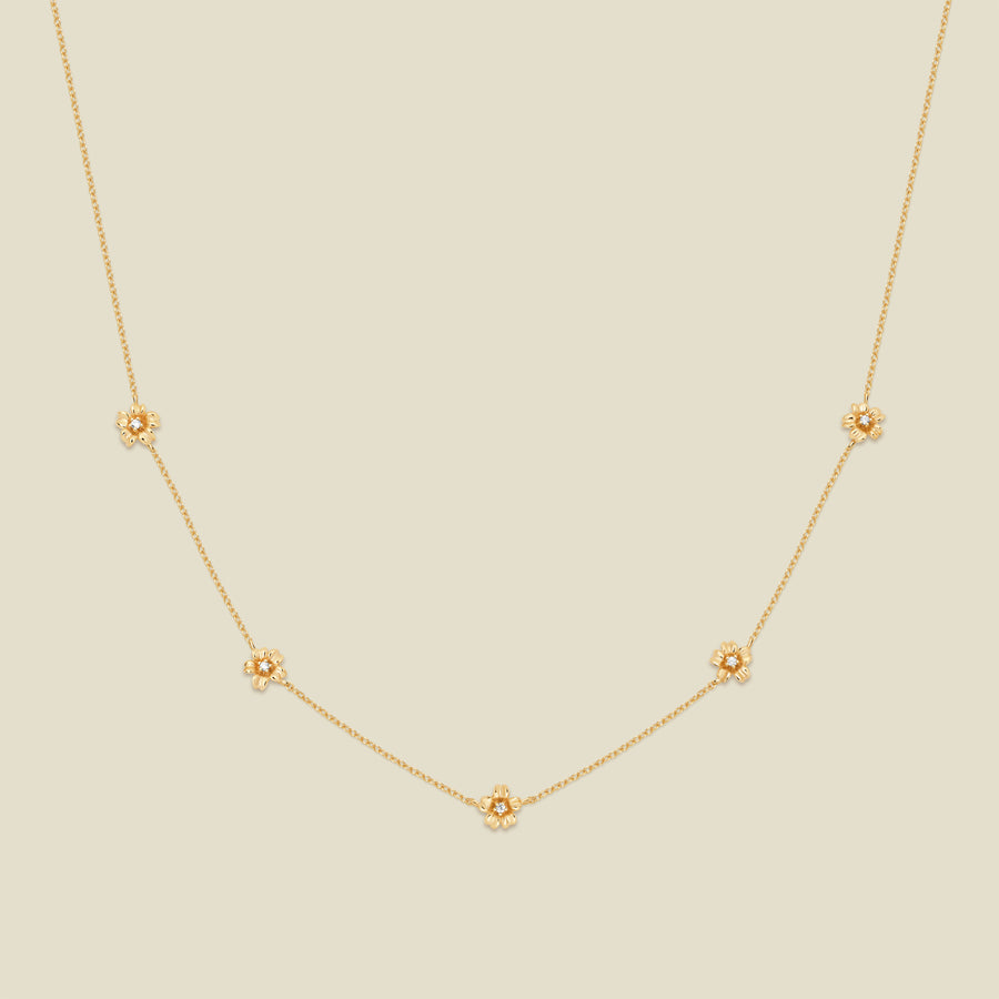 March CZ Birth Flower Station Necklace