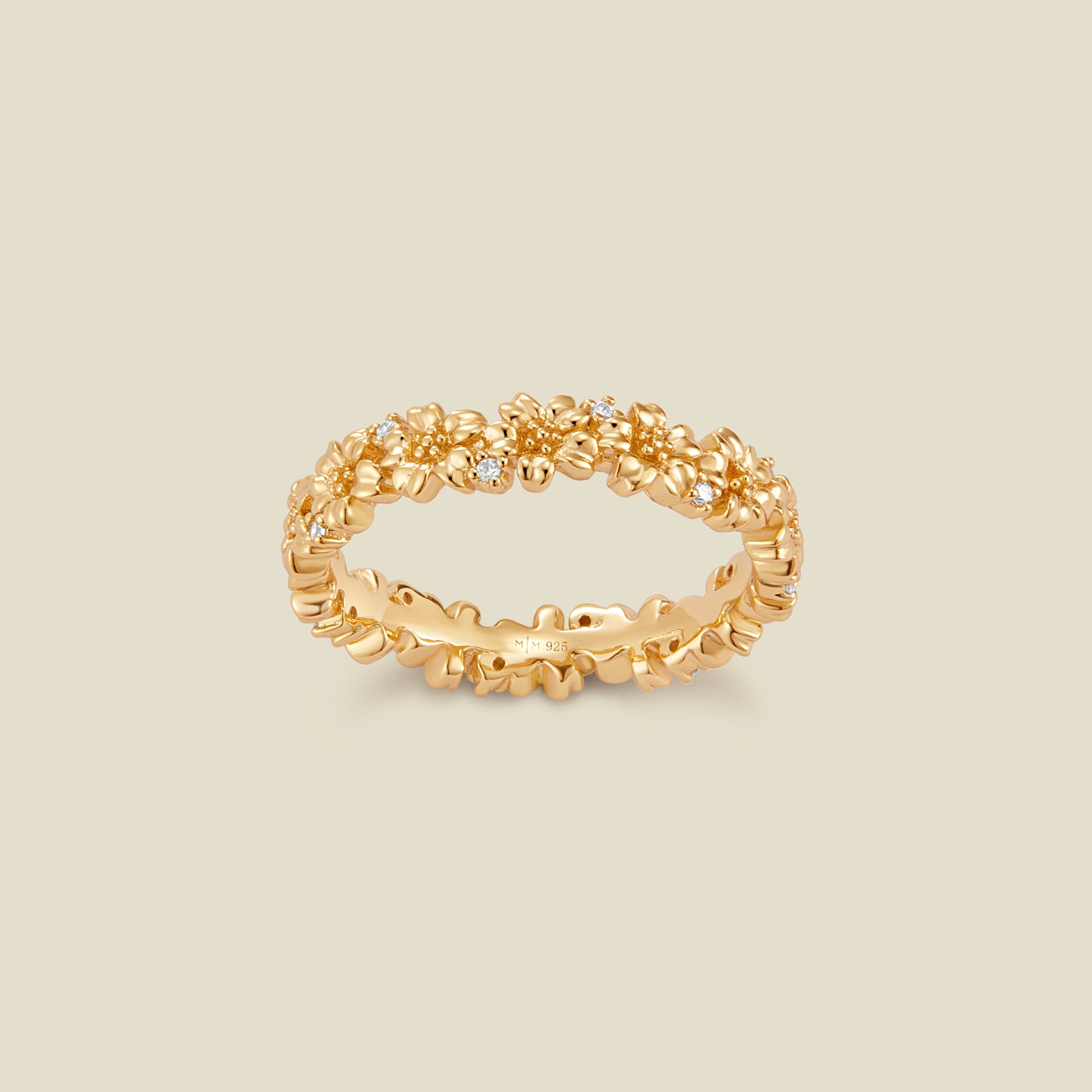 March CZ Birth Flower Eternity Ring
