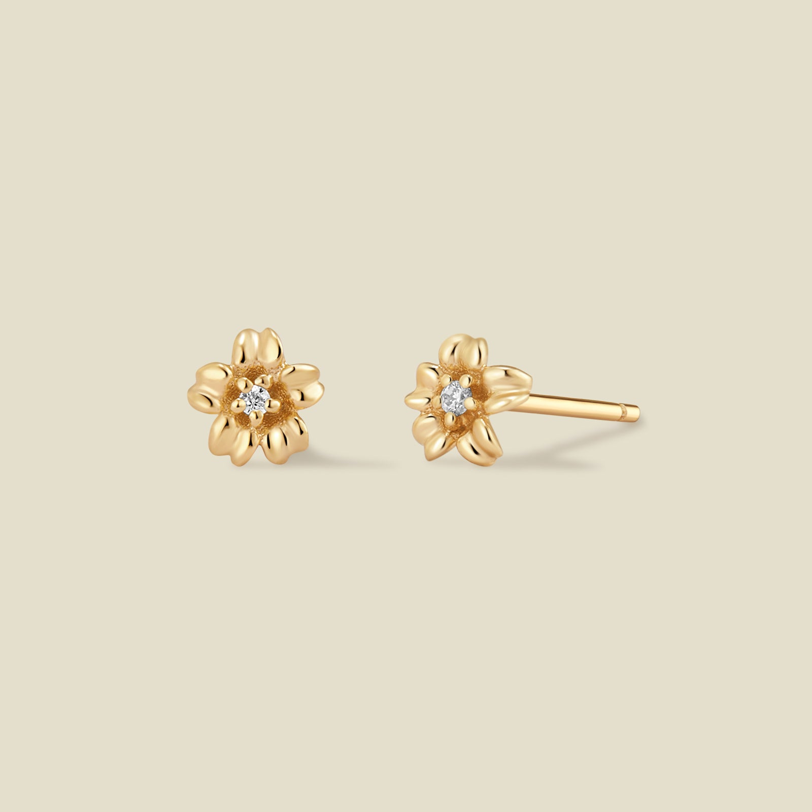 March CZ Birth Flower Stud Earrings
