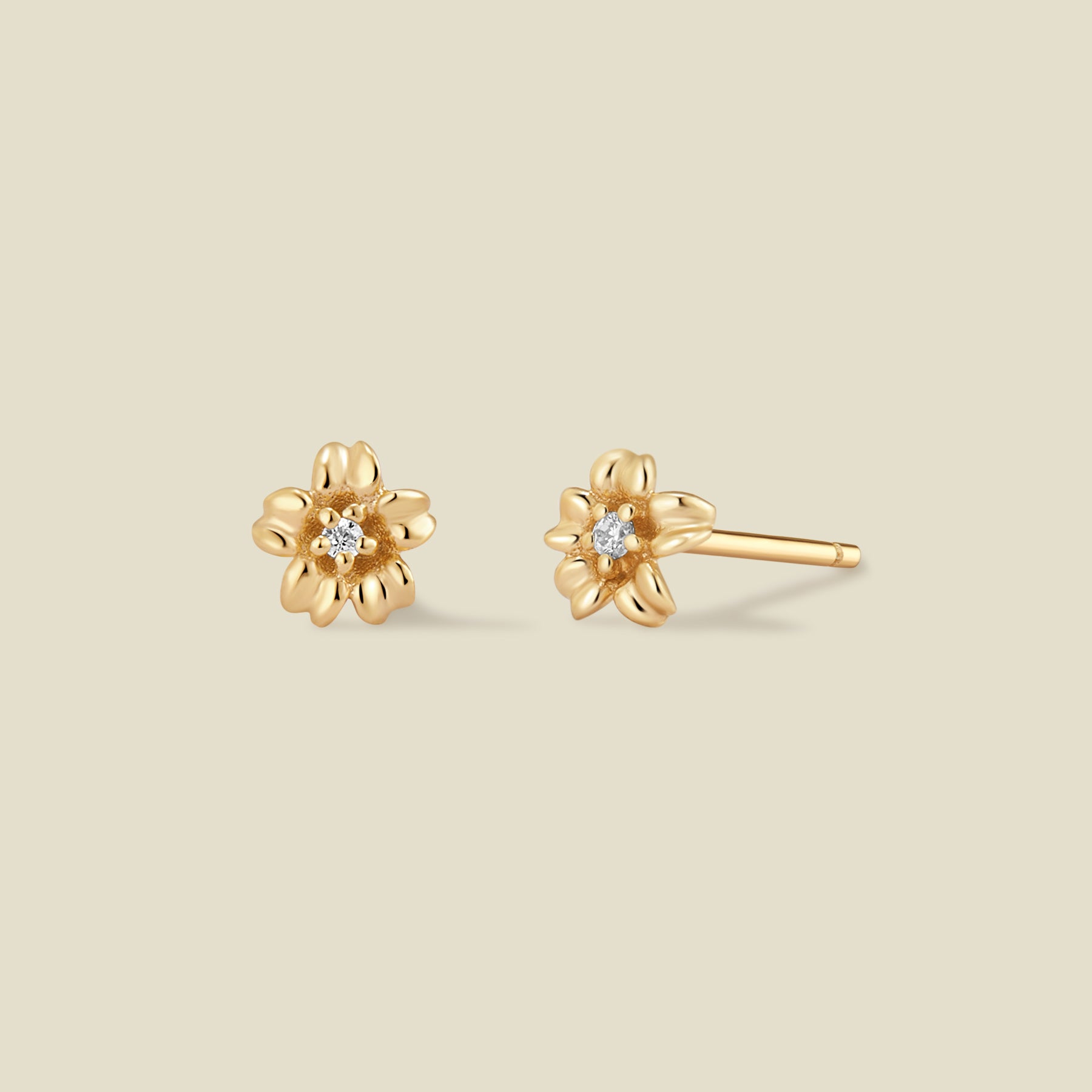 March CZ Birth Flower Stud Earrings