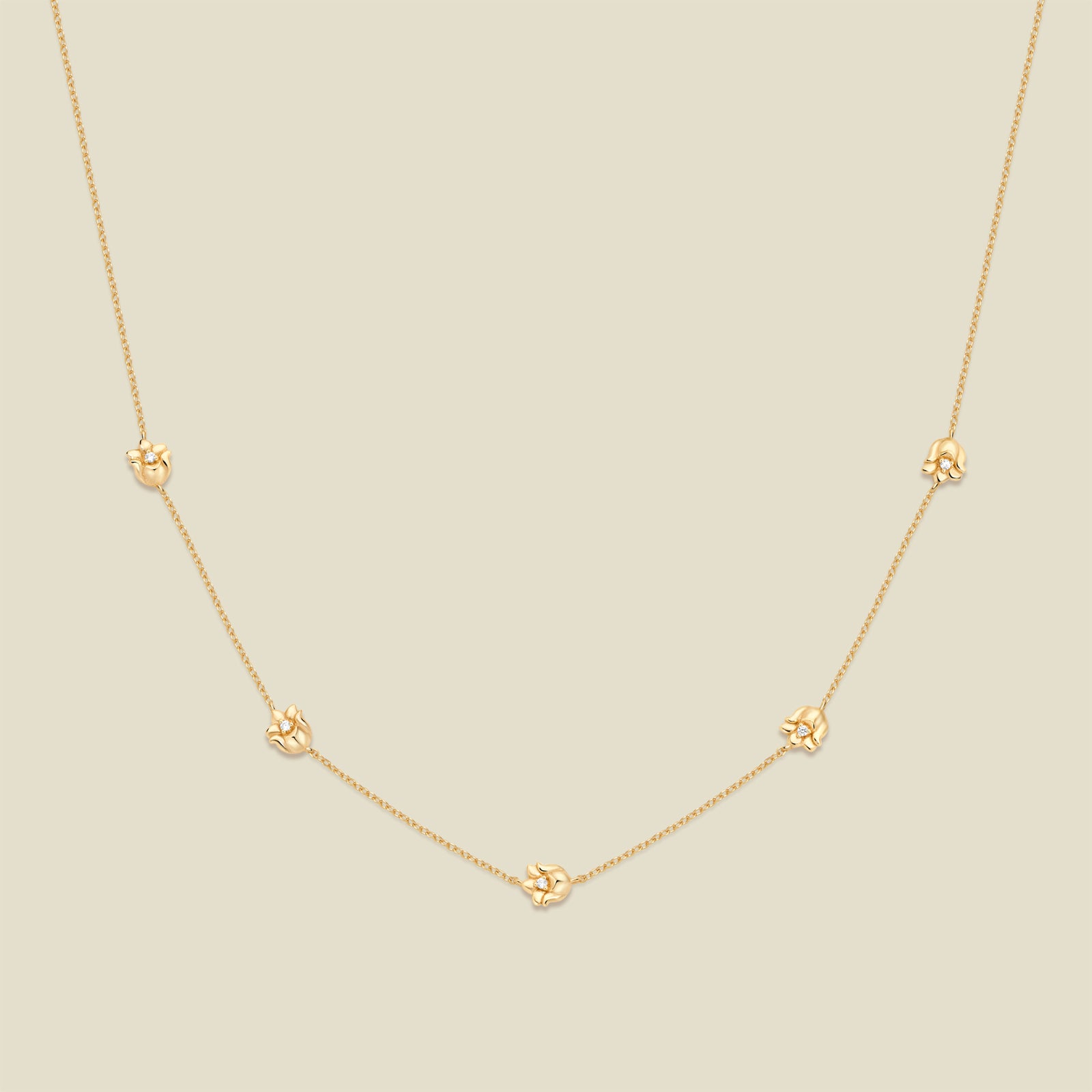 May CZ Birth Flower Station Necklace