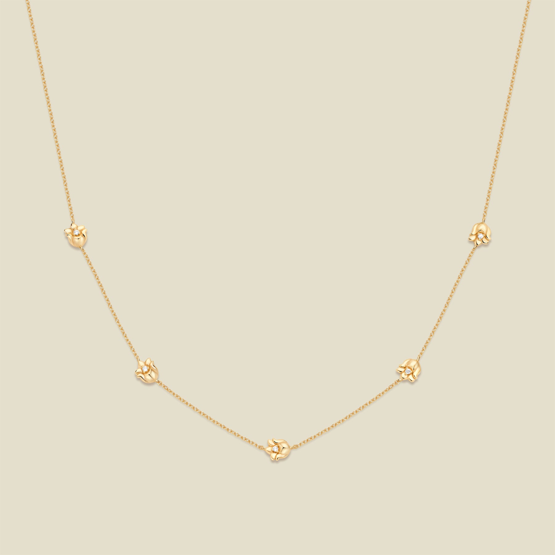 May CZ Birth Flower Station Necklace