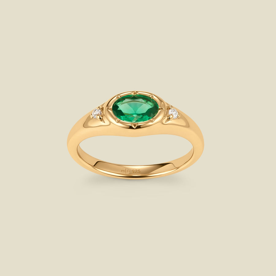 May Oval Birthstone Signet Ring