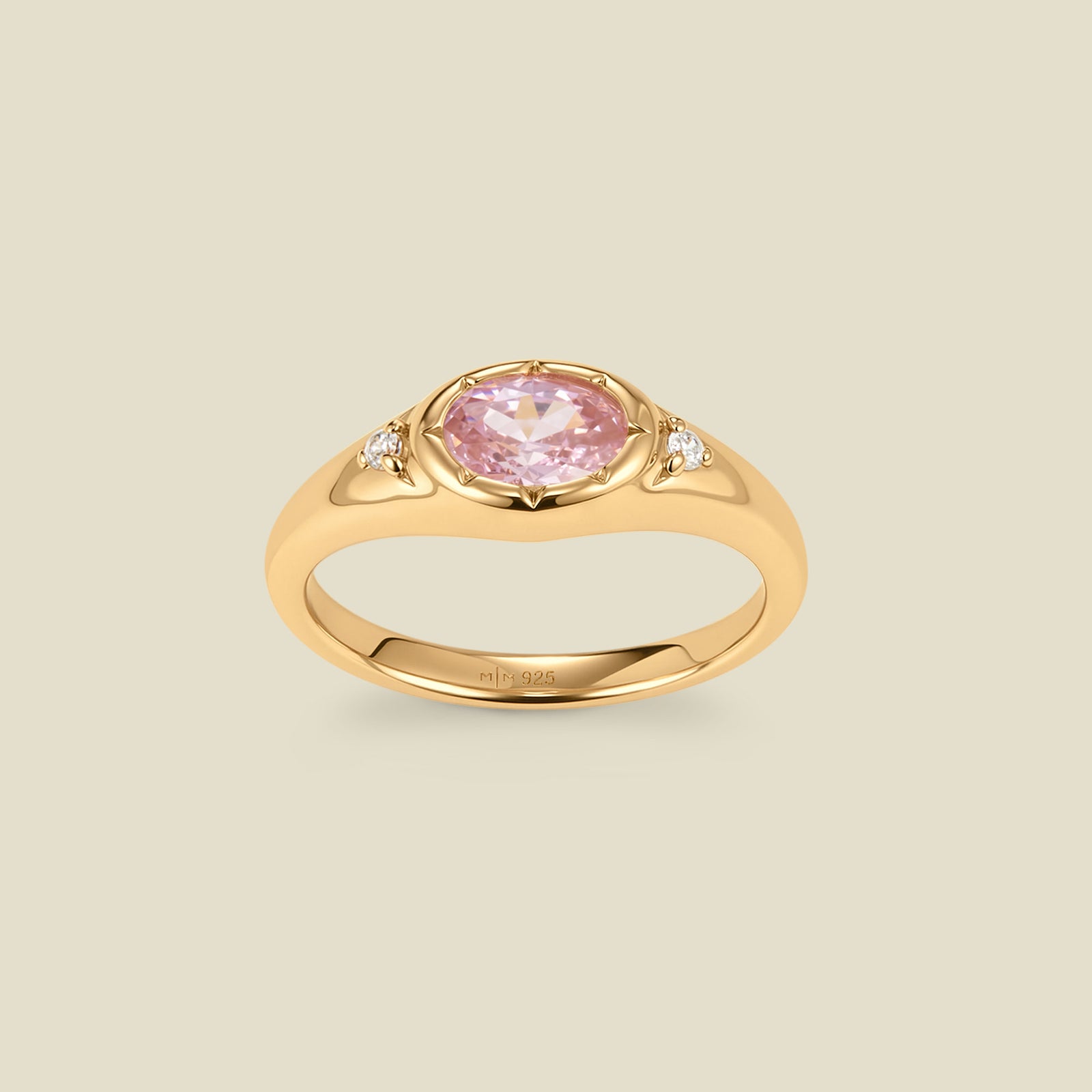 October Oval Birthstone Signet Ring