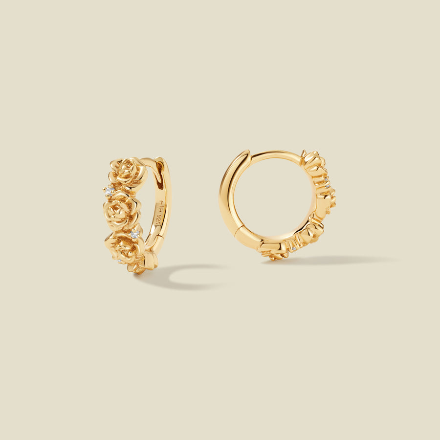 September CZ Birth Flower Huggie Hoop Earrings