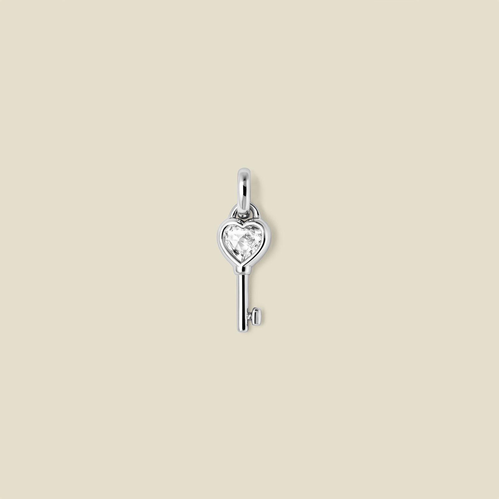 CZ Heart Key Charm