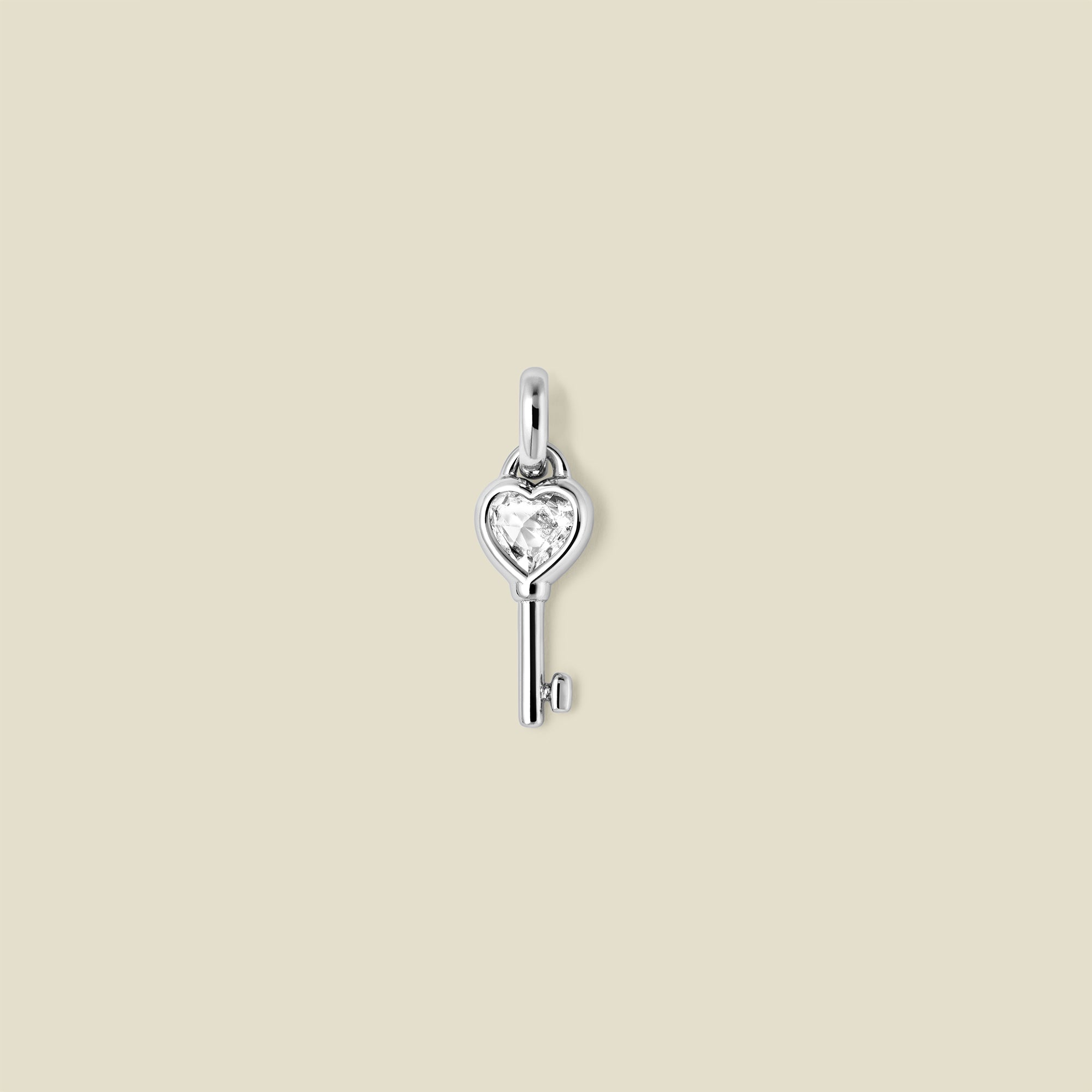 CZ Heart Key Charm