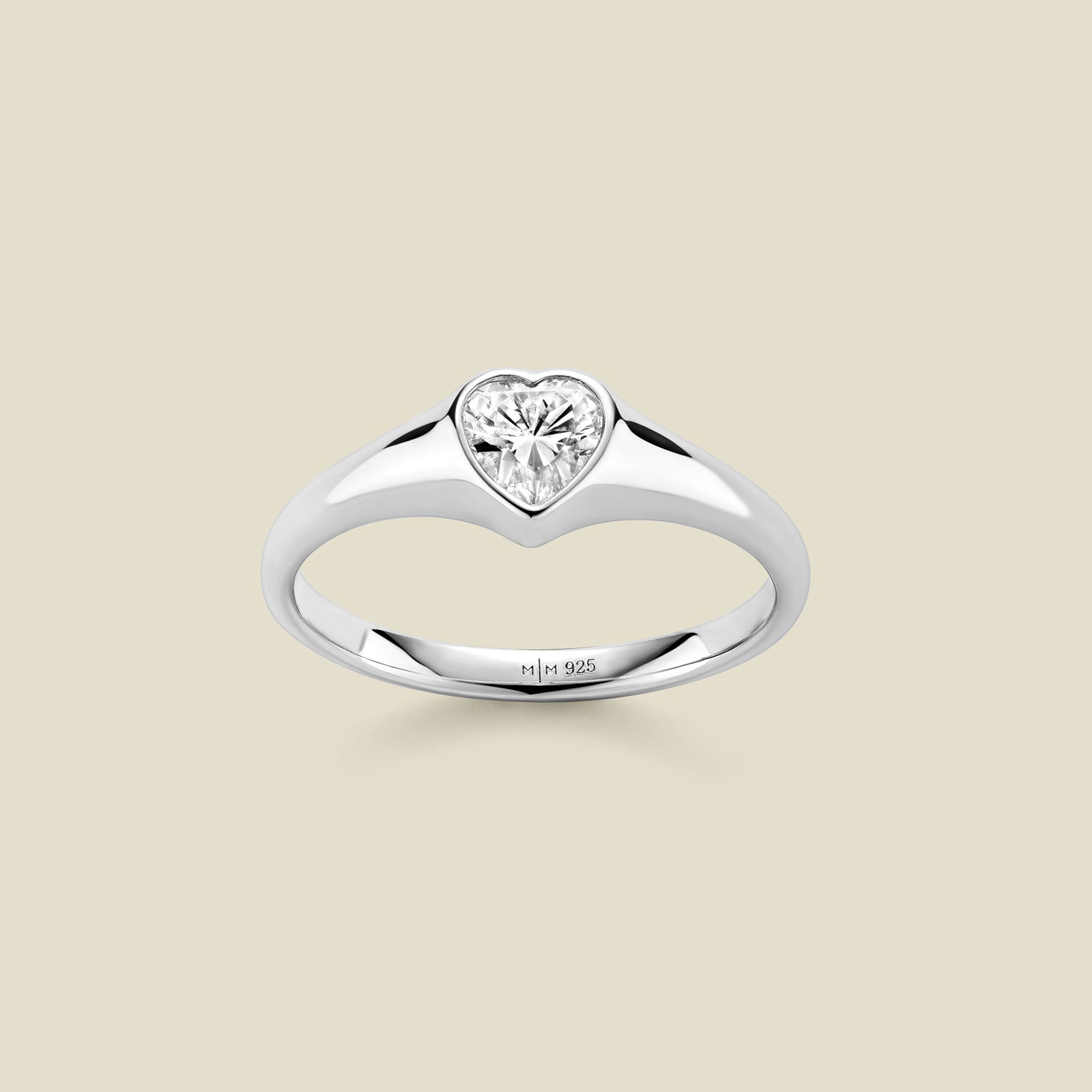 CZ Heart Signet Ring