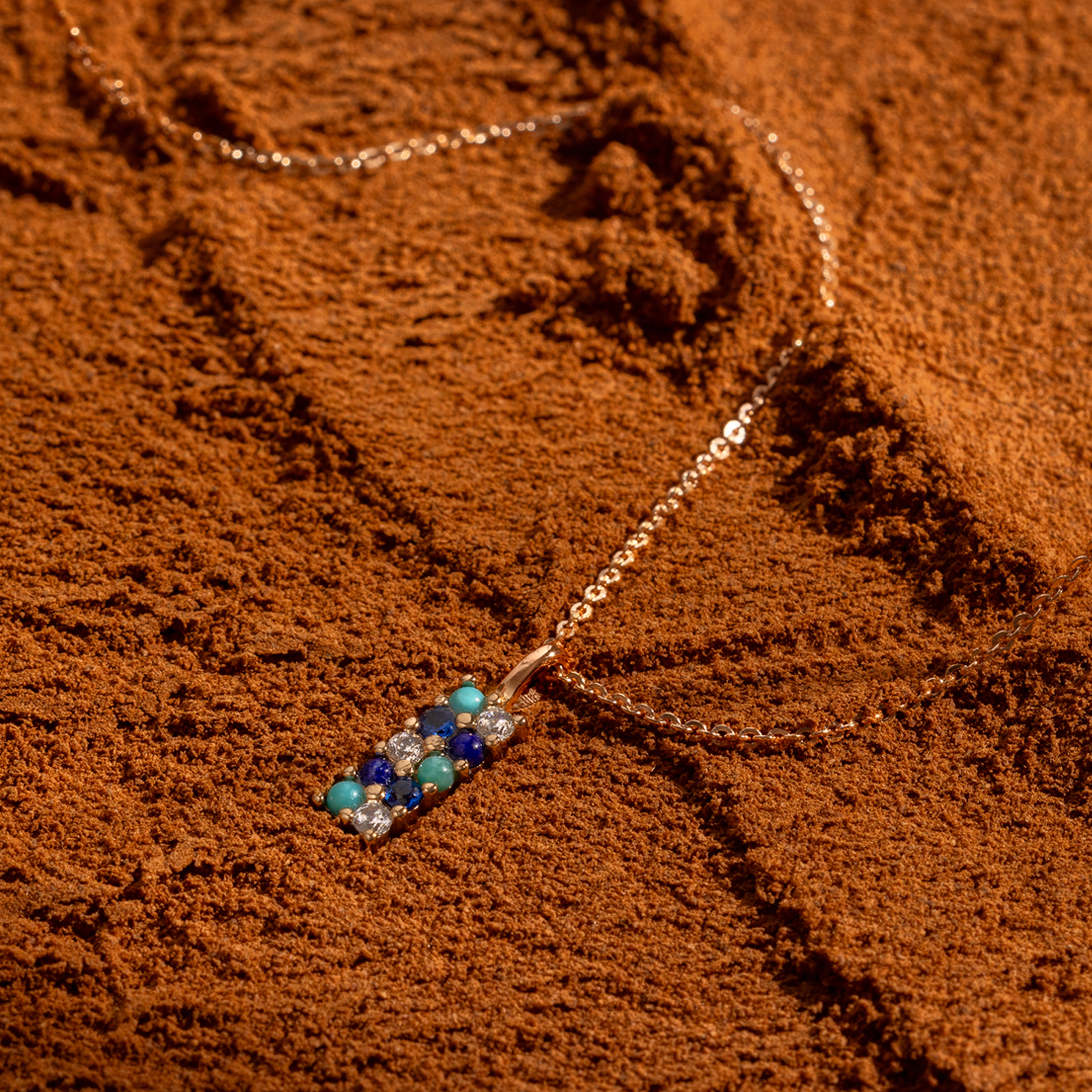 Turquoise and Lapis Pendant Necklace