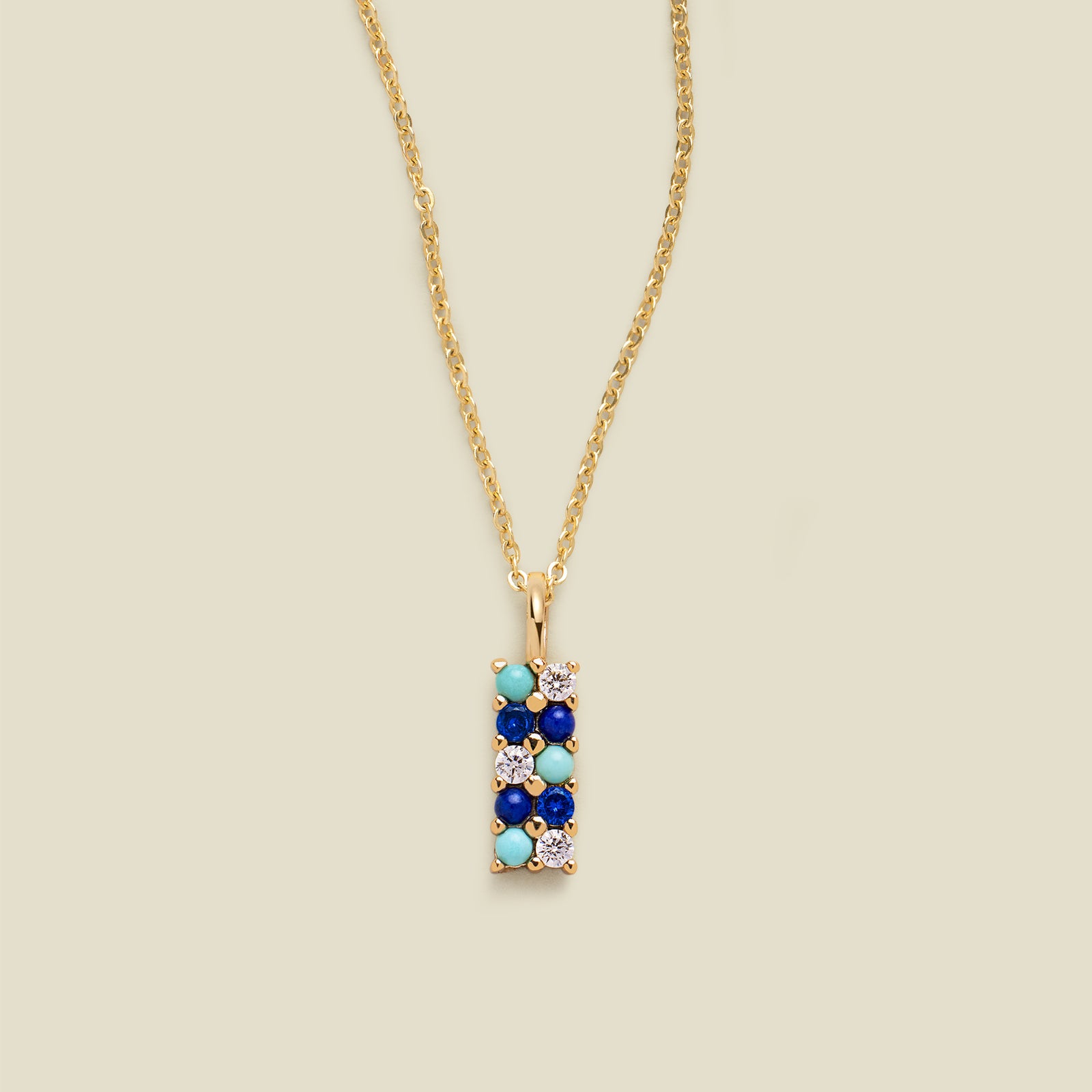 Turquoise and Lapis Pendant Necklace