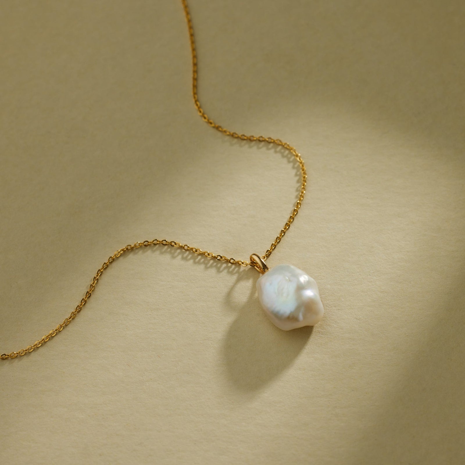 Baroque Pearl Charm Necklace Gold Vermeil Necklace