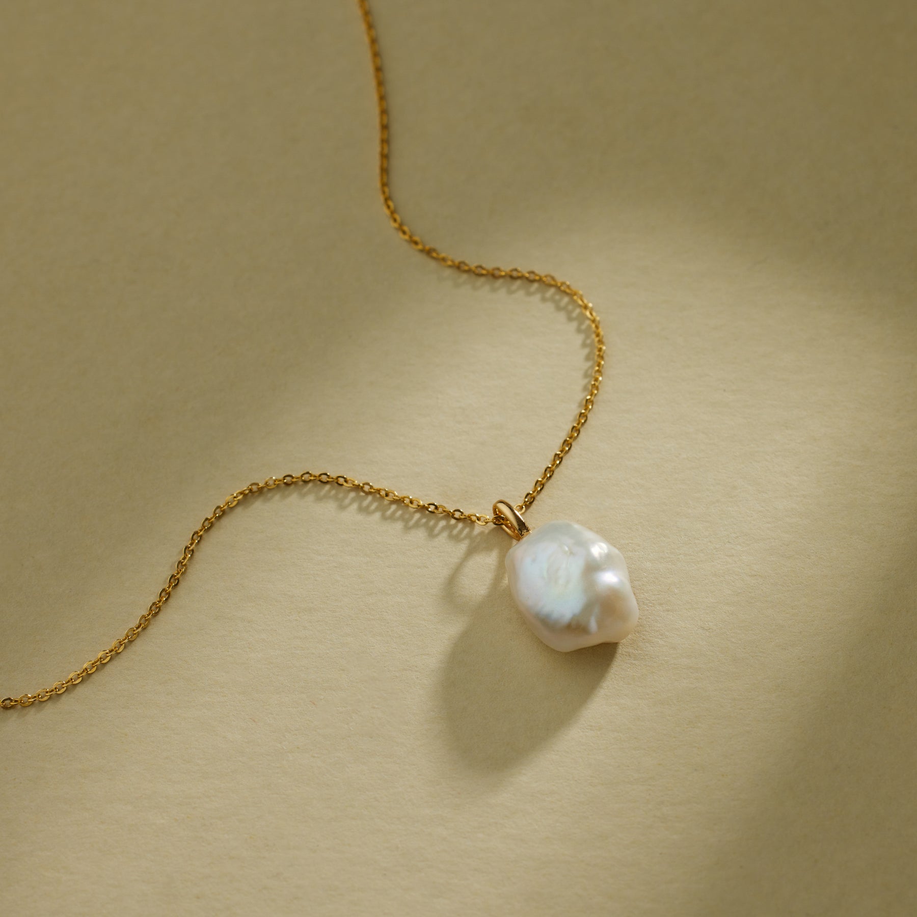Baroque Pearl Charm Necklace Gold Vermeil Necklace