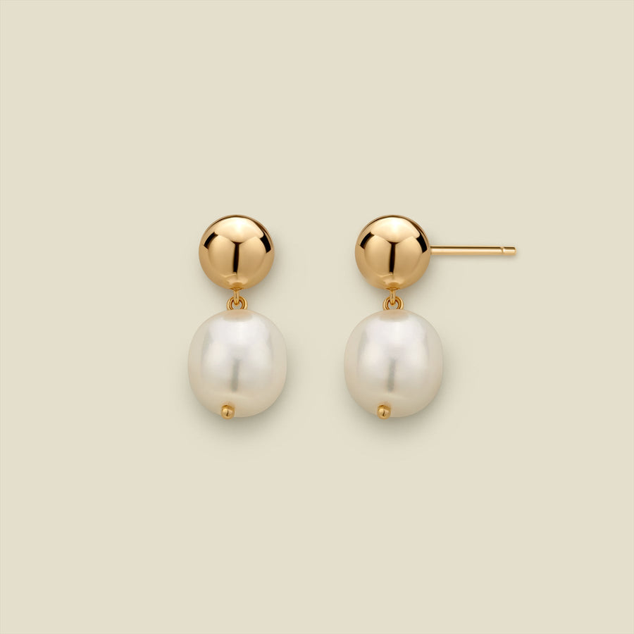 Drop Pearl Stud Earrings