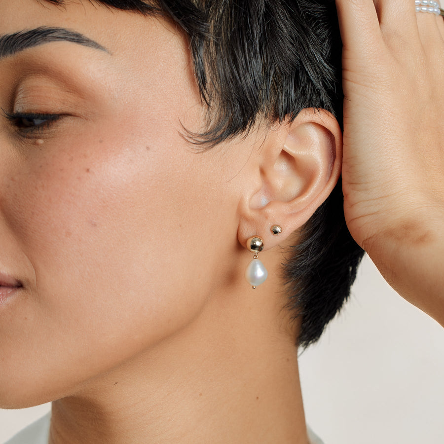 Drop Pearl Stud Earrings Lifestyle