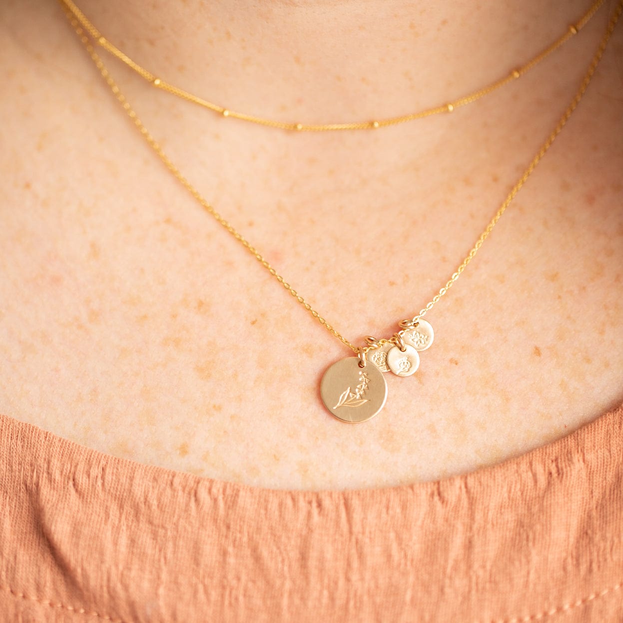 Big & Little Blooms Necklace | 1/2" & 1/4" Disc Necklace