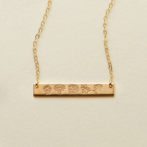 Birth Flower Bar Necklace