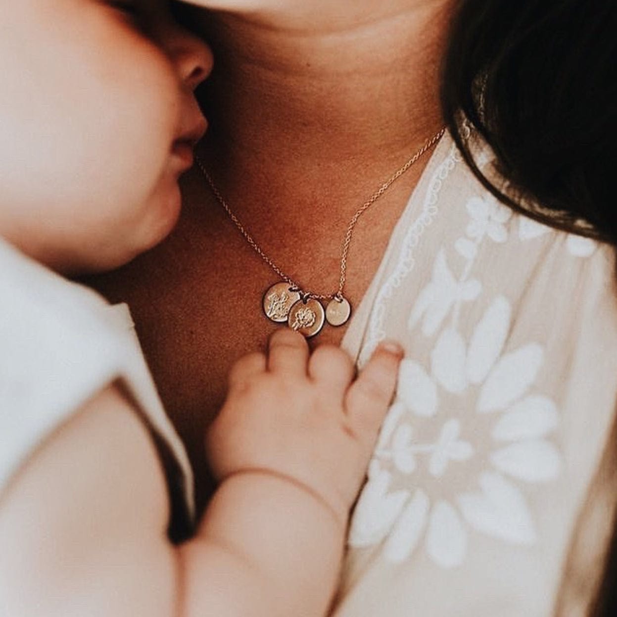 Birth Flower Stacker Necklace | 1/2" Disc Necklace