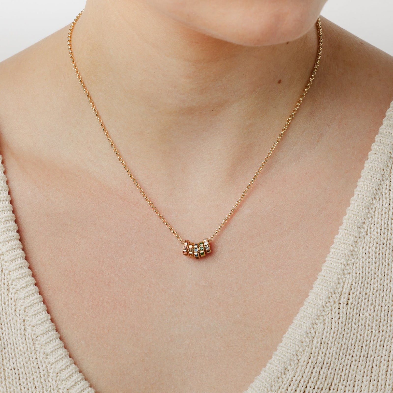 Birthstone Spacer Charm Stacker Necklace Necklace