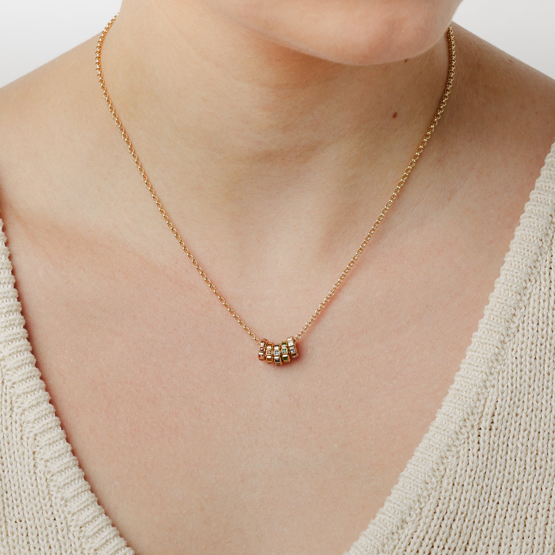 Birthstone Spacer Charm Stacker Necklace Necklace