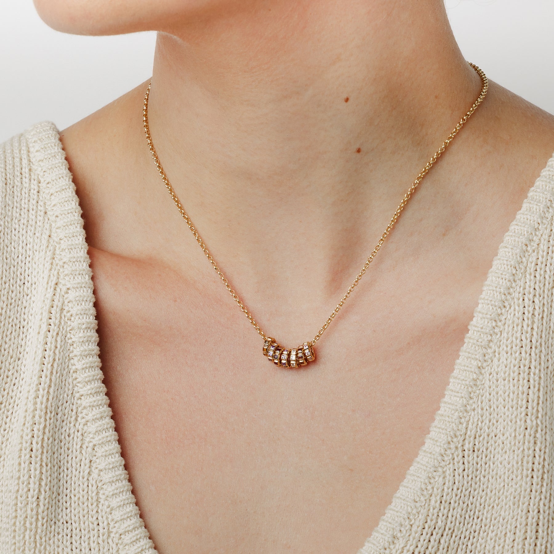 Birthstone Spacer Charm Stacker Necklace Necklace