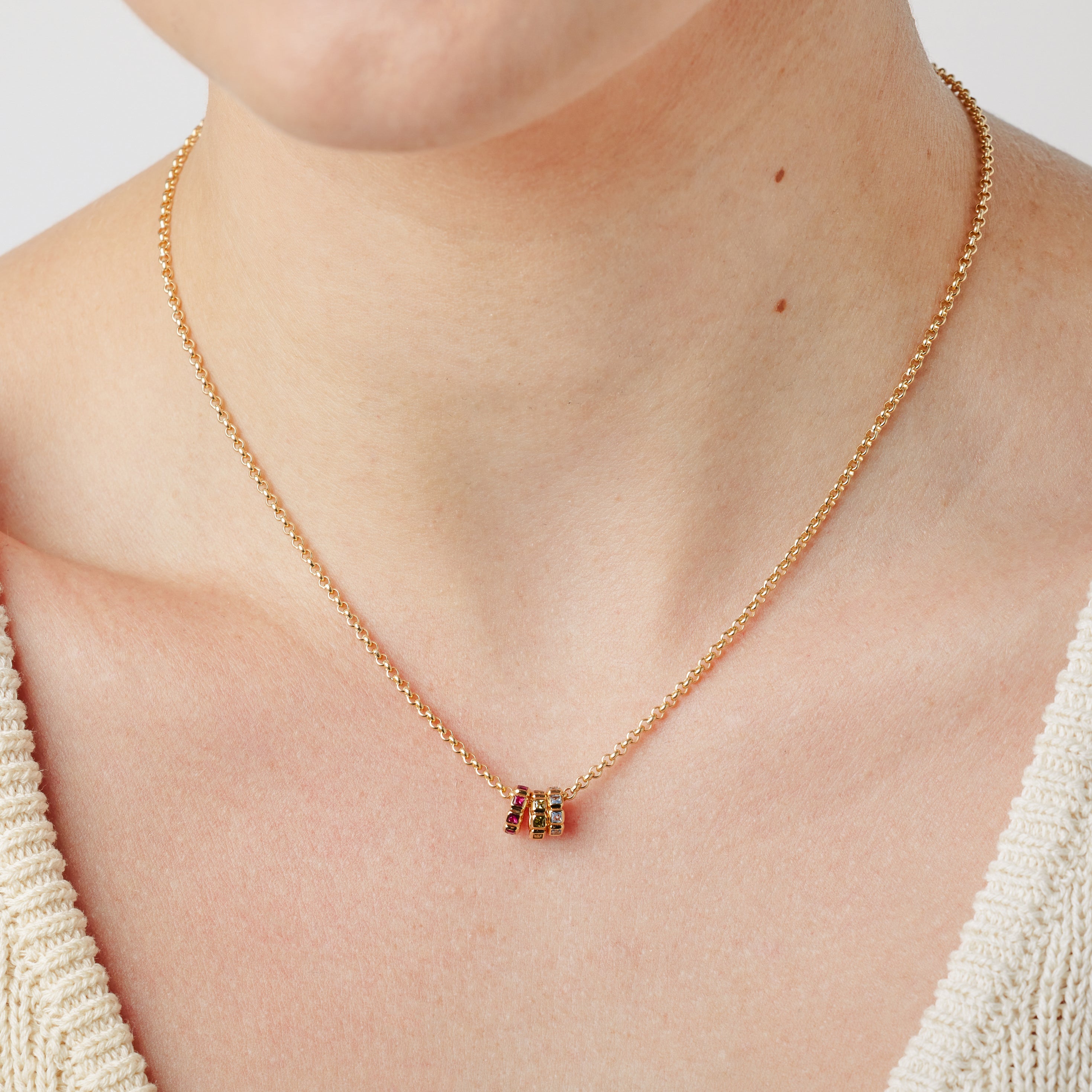 Birthstone Spacer Charm Stacker Necklace Necklace