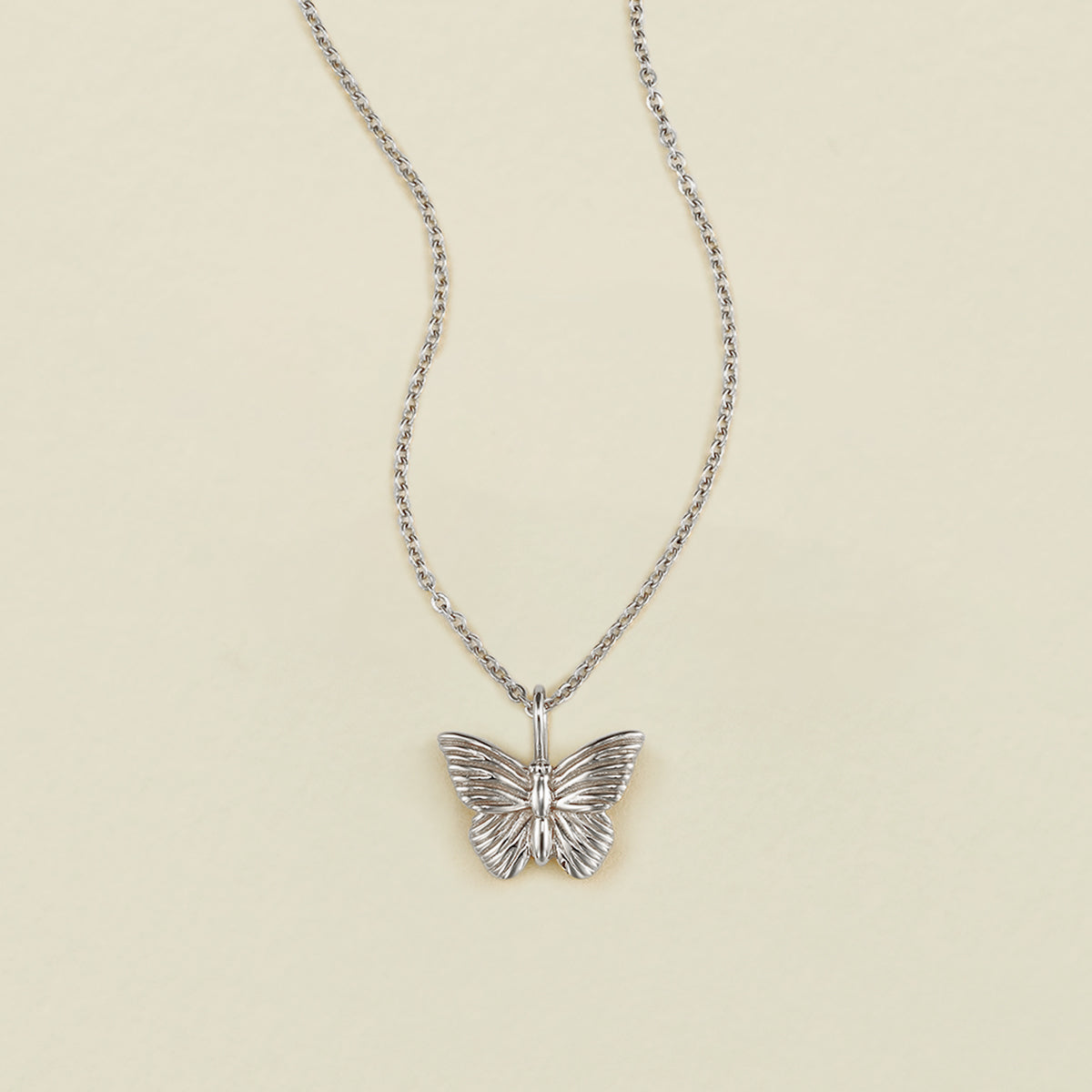 Butterfly Pendant Necklace Silver / 16"-18" Necklace