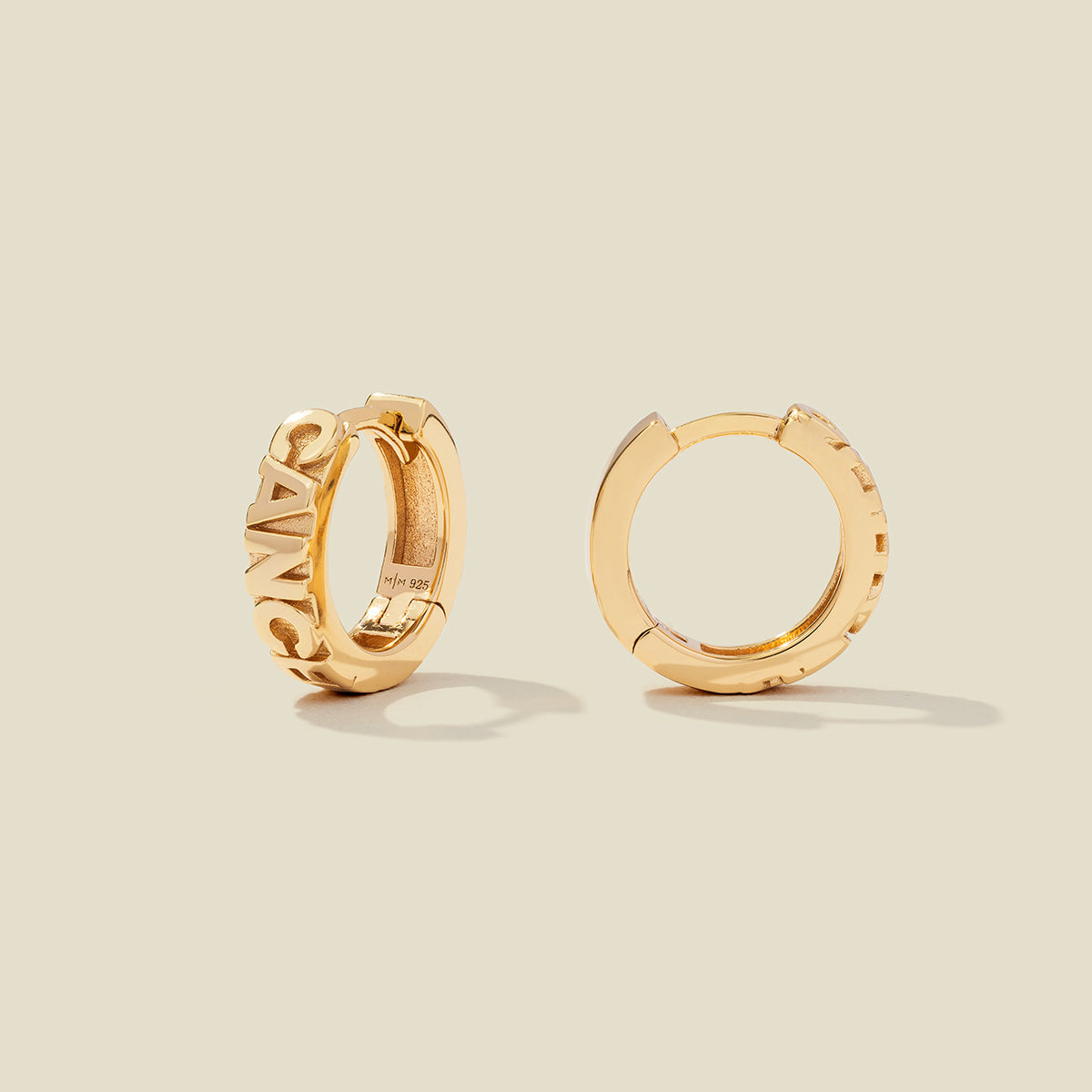 Cancer Huggie Hoop Earrings Gold Vermeil Earring