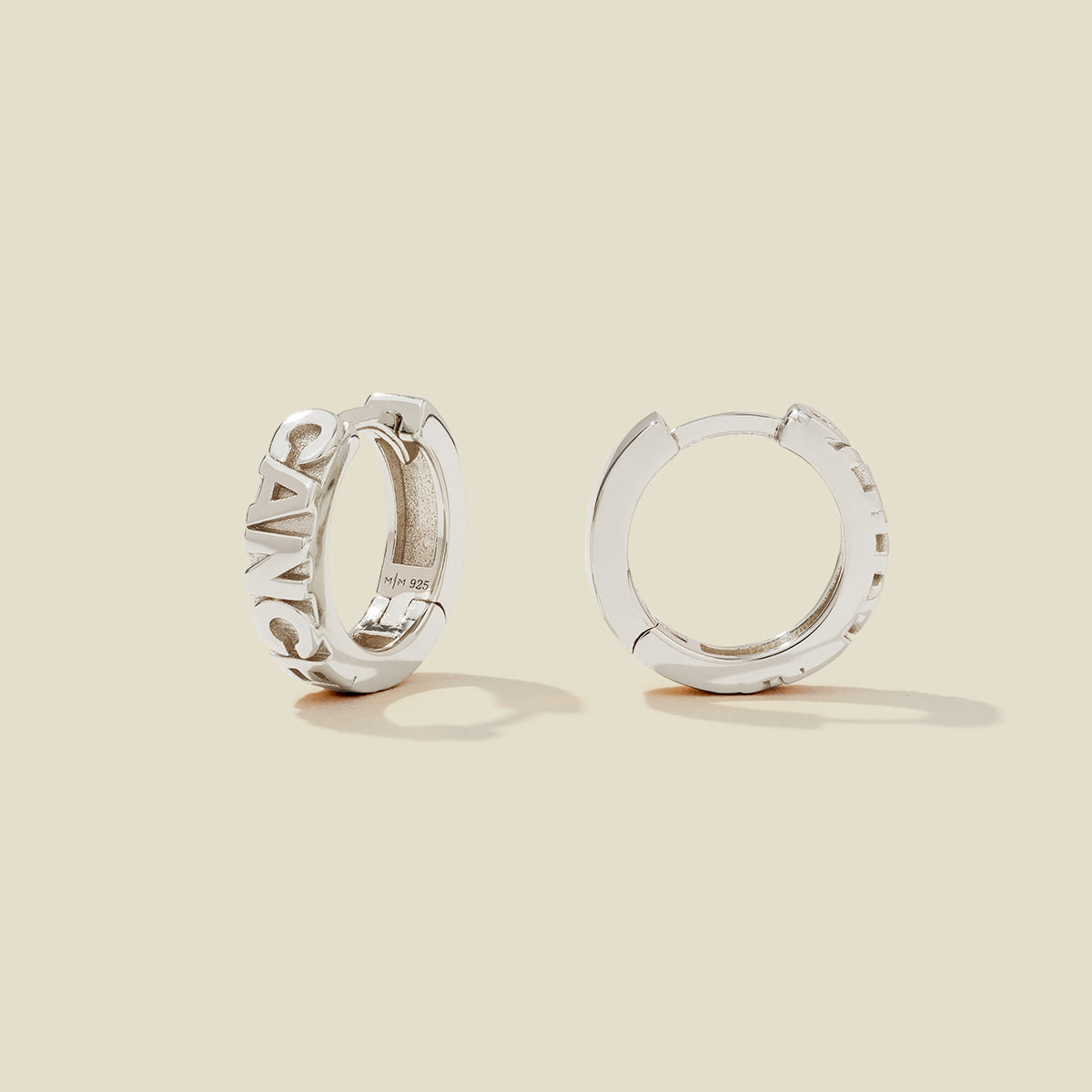 Cancer Huggie Hoop Earrings Silver Collab