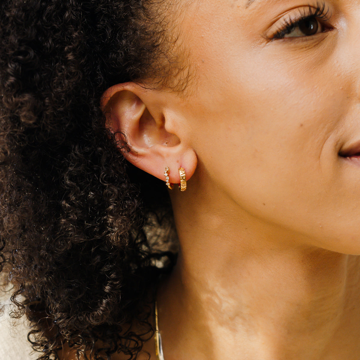 Capricorn Huggie Hoop Earrings Gold Vermeil Earring