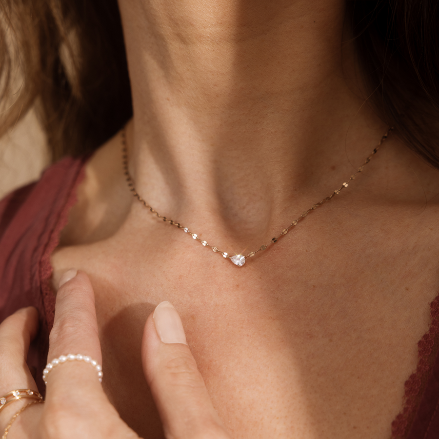Dew Drop Solitaire Necklace Lifestyle