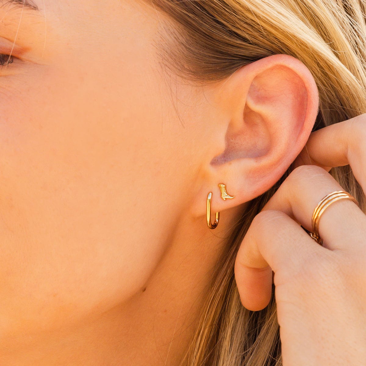 Cowgirl Boots Stud Earrings Gold Vermeil Earring