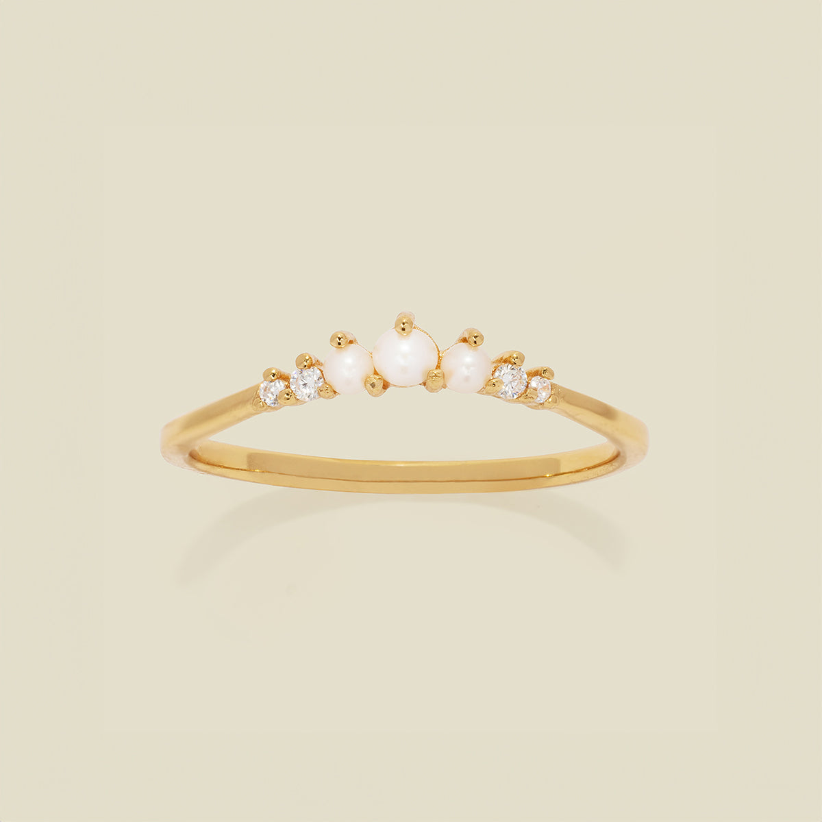 Crescent Pearl Ring Gold Vermeil / 5 Ring