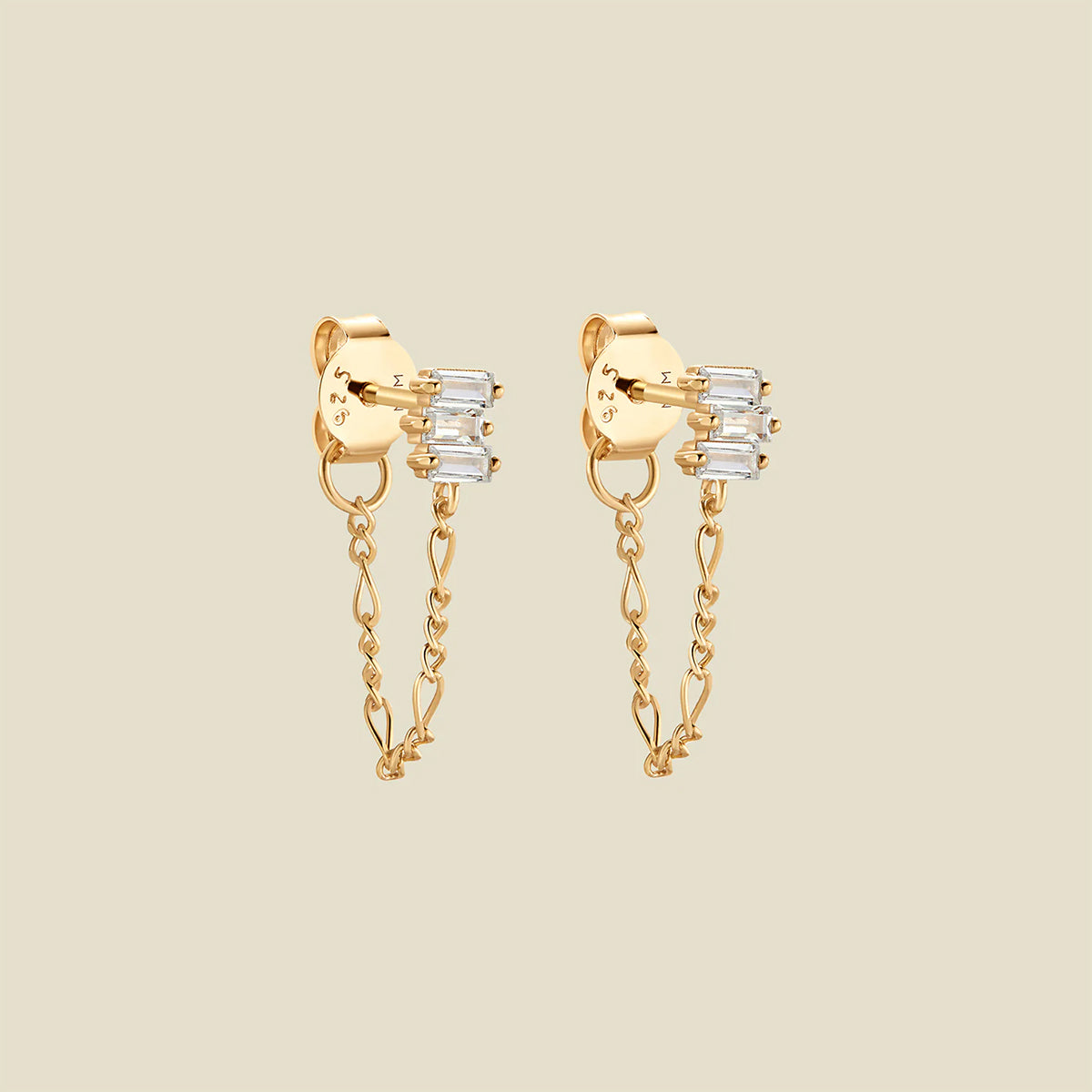 CZ Baguette Chain Huggies | Final Sale Gold Vermeil Earring