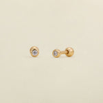 CZ Bezel Stud Earrings