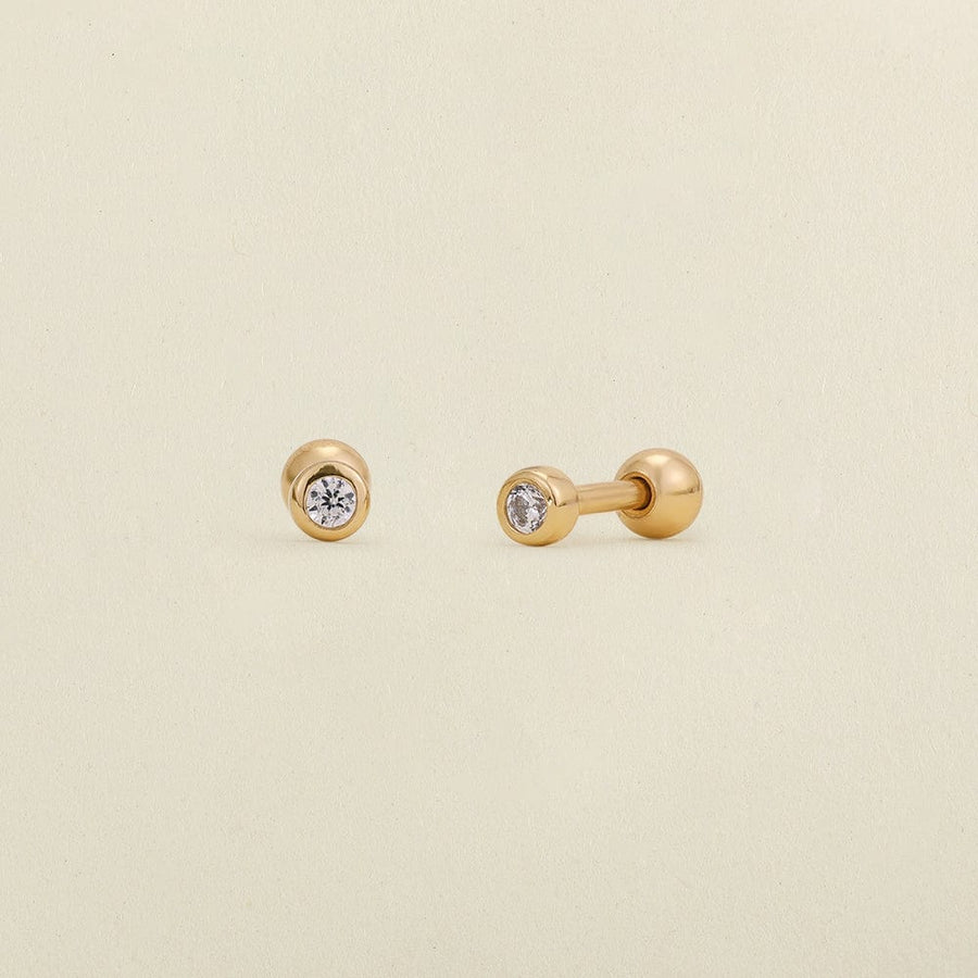 CZ Bezel Stud Earrings